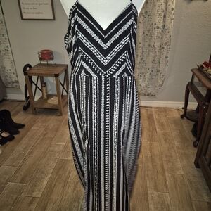 Elegant Black and White Striped Dress